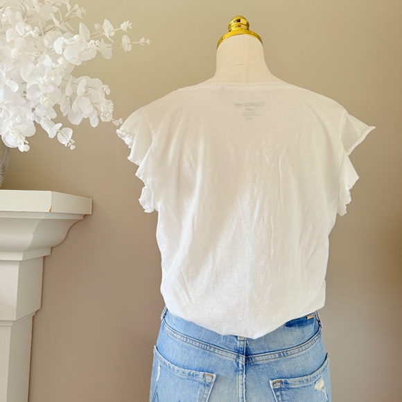 Toad&Co Ruffle Cap Sleeve Tee in True White, Sz L - Picture 4 of 8